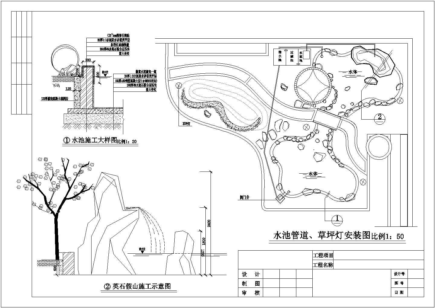 某地区别墅小院花园景观设计施工图