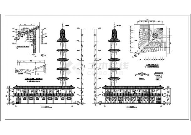 某仿木质古清真寺建筑图纸（CAD）-图一