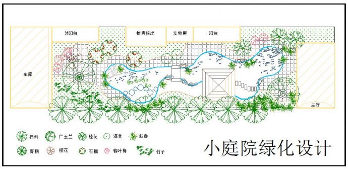 某地小庭院园林景观绿化设计CAD图_图1