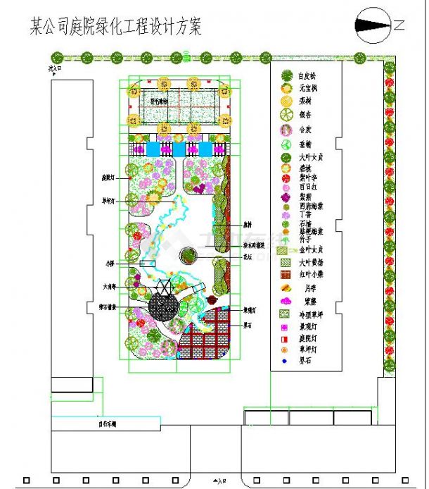 某公司庭院景观绿化设计CAD平面图-图一