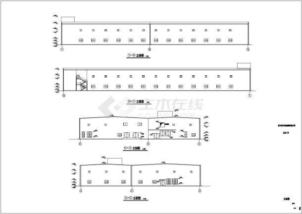 某多层钢结构厂房建筑设计图纸（CAD）-图一