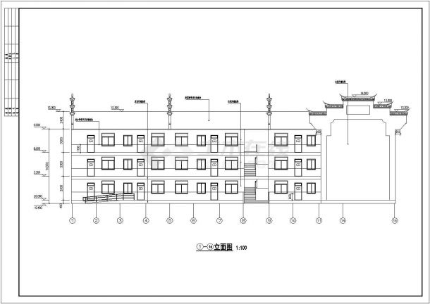 某砖混结构徽派风格敬老院建筑图纸-图一