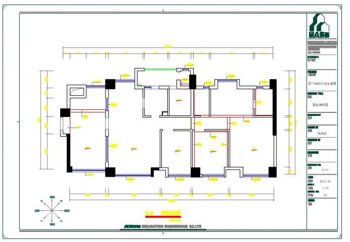 某三室两厅室内装修设计全套cad施工图（含电气图）_图1