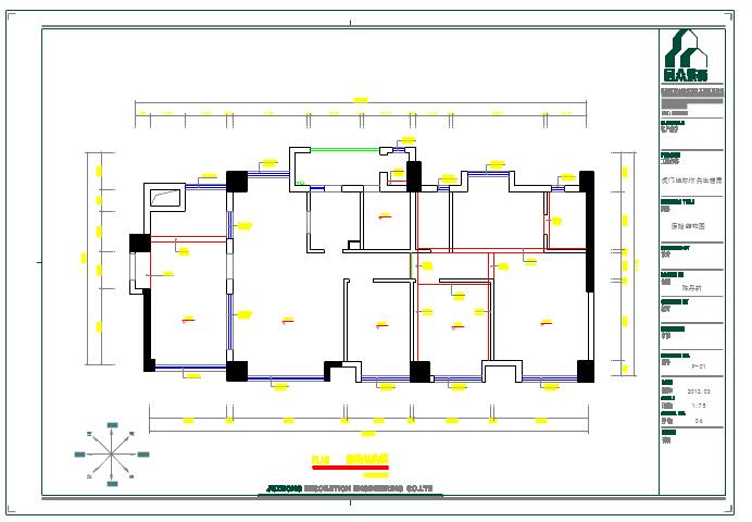 某三室两厅室内装修设计全套cad施工图（含电气图）