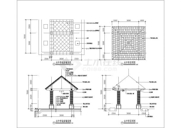 某水中亭设计大样图-图一