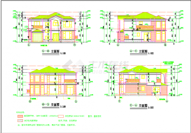 某地多层别墅建筑施工图CAD图纸-图二