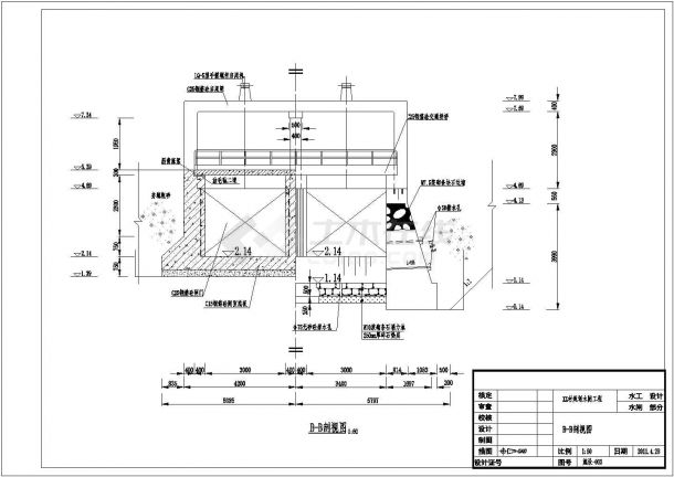 水闸工程设计节点详图（启闭机梁柱配筋图等11张CAD图）-图二