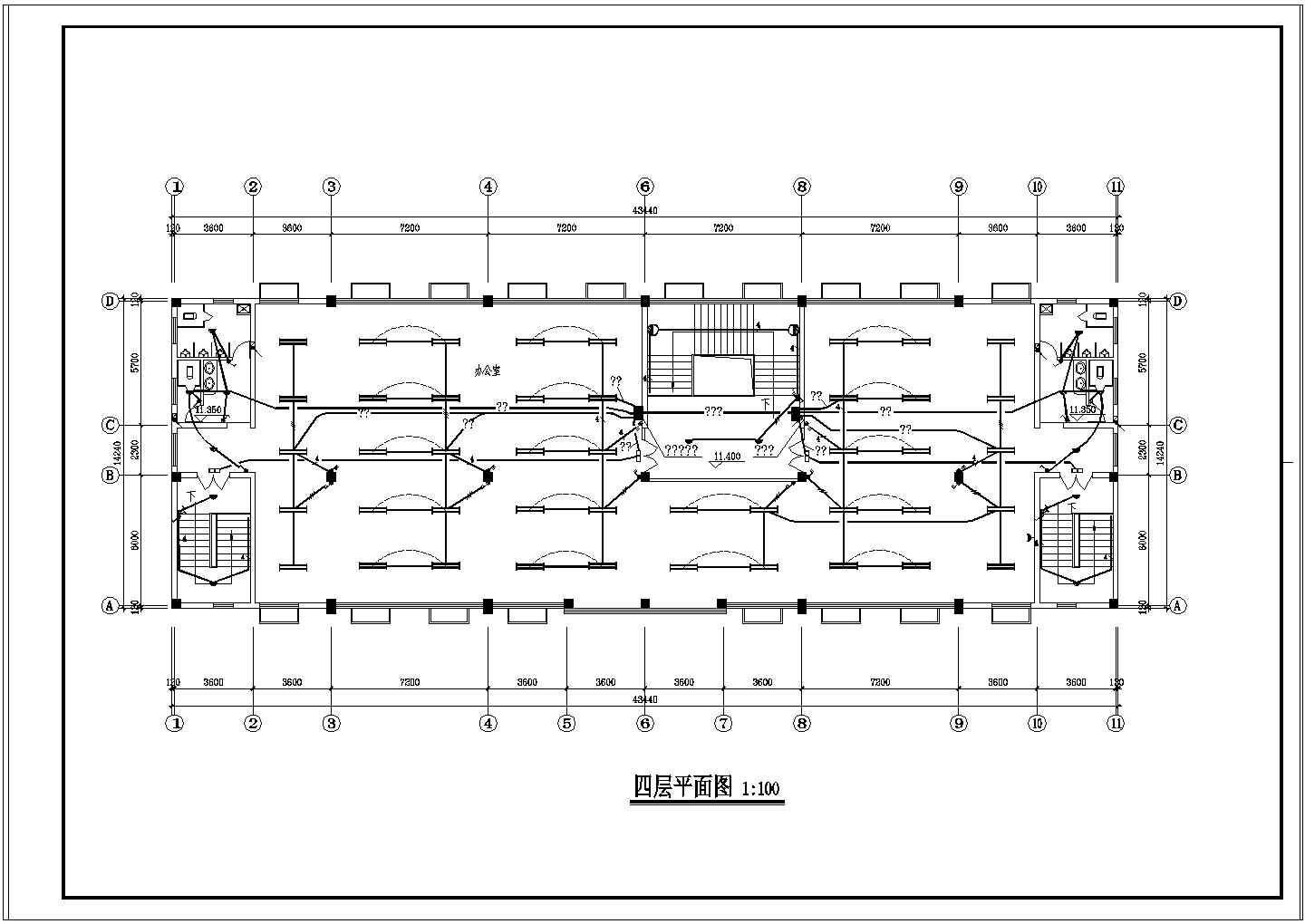 某四层厂房车间电气平面图设计（10张）