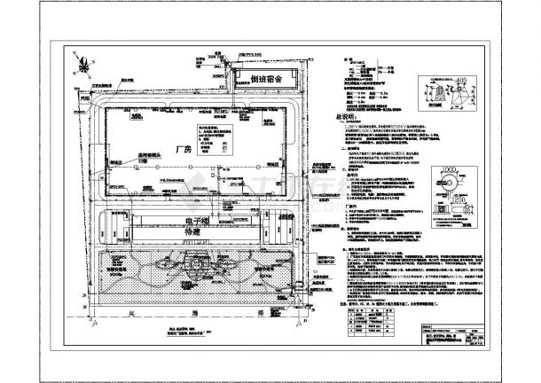 某地区厂区电气配电原理照明设计总平面图-图二