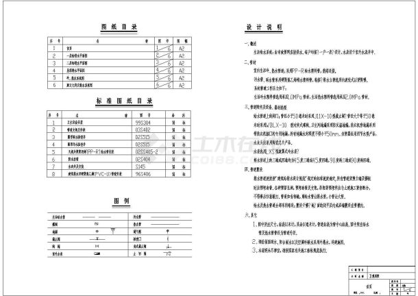 某地二层别墅给排水设计cad施工图-图一