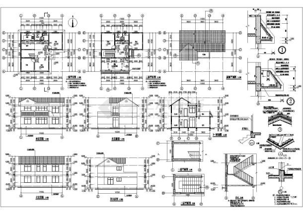某两层小别墅建筑图纸（CAD）-图一