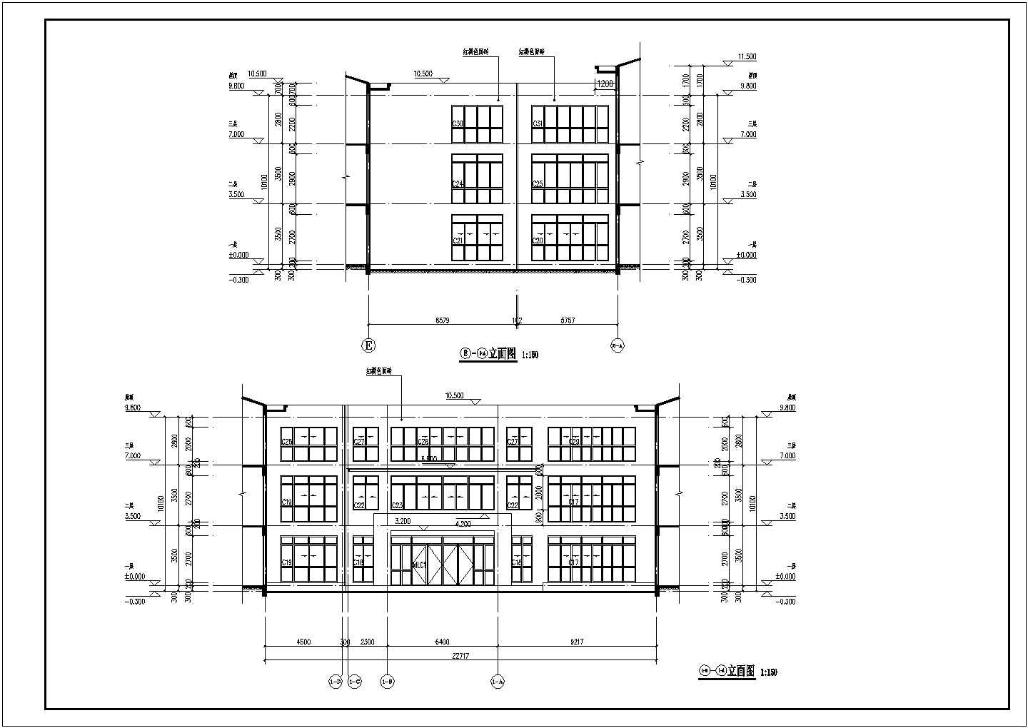 某班幼儿园建筑施工图纸（CAD）