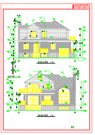 437平米二层别墅房屋设计建筑设计cad施工图（带效果图）-图二