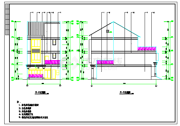 268平米三层别墅房屋设计建筑设计cad施工图（带效果图）-图二