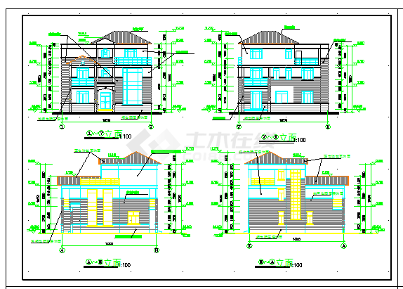 579平米三层别墅房屋设计建筑设计cad施工图（带效果图）-图一