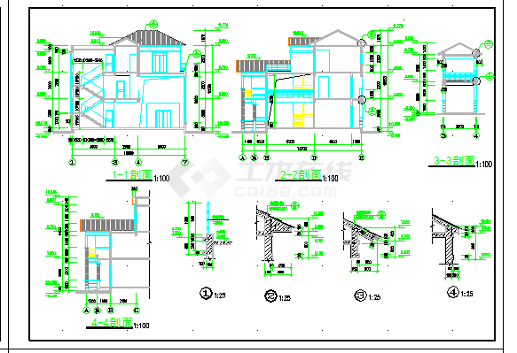579平米三层别墅房屋设计建筑设计cad施工图（带效果图）-图二