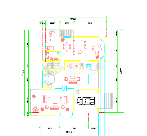 724平米二层别墅房屋设计建筑设计cad施工图（带效果图）-图二