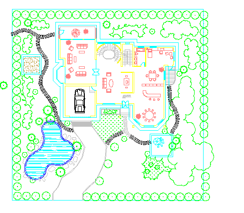 724平米二层别墅房屋设计建筑设计cad施工图（带效果图）