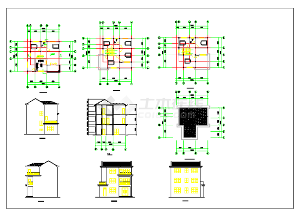 318平米三层别墅房屋设计建筑设计cad施工图（效果图）-图一