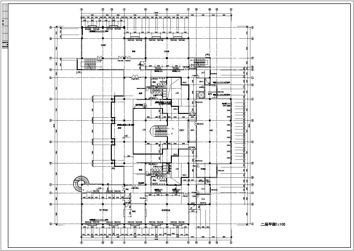 50mx66m四层图书馆建筑设计cad施工图