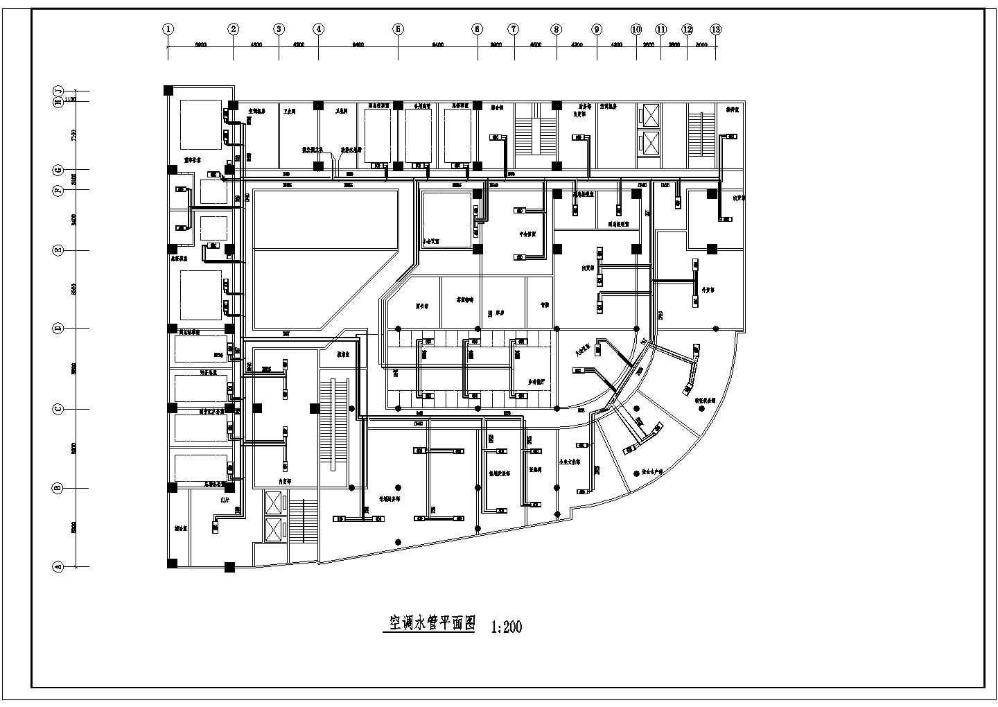 某地方区域办公室空调基础CAD平面布置参考图