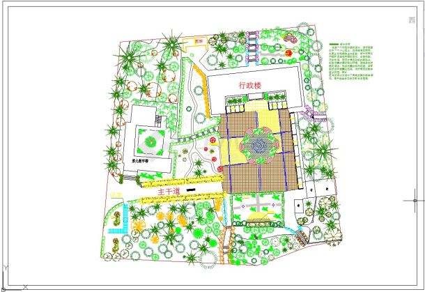 行政大楼及周边环境设计CAD图纸-图二