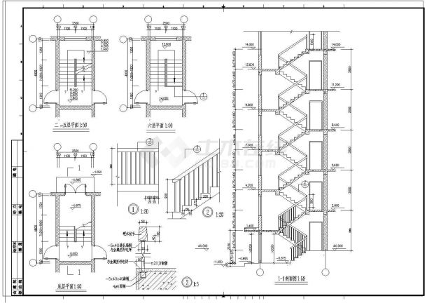 大型楼梯建筑设计大样图（全套节点）-图二