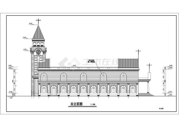 很有代表性的某基督教堂古建筑全套CAD施工图-图一