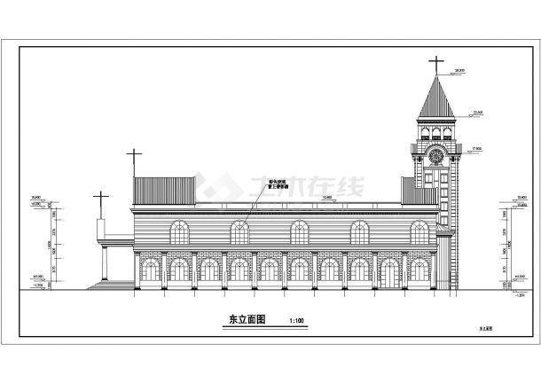 很有代表性的某基督教堂古建筑全套CAD施工图-图二