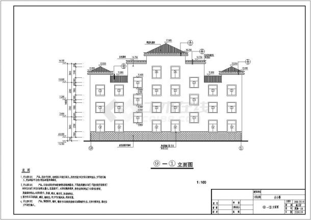 1300平米多层砖混结构商务办公楼建筑CAD设计施工图（详细大样）-图二