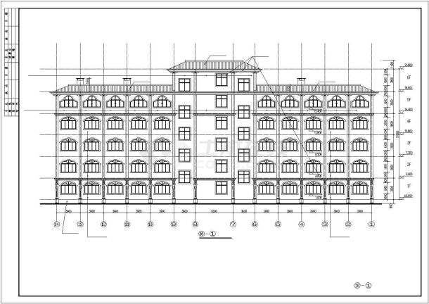 4600平方米钢混框架结构6层办公楼大门全套建筑cad施工图（含门卫室cad施工）-图二