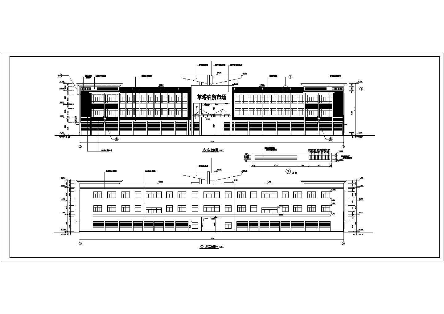 8400平米大型繁华农贸市场建筑设计CAD图（非常详细）