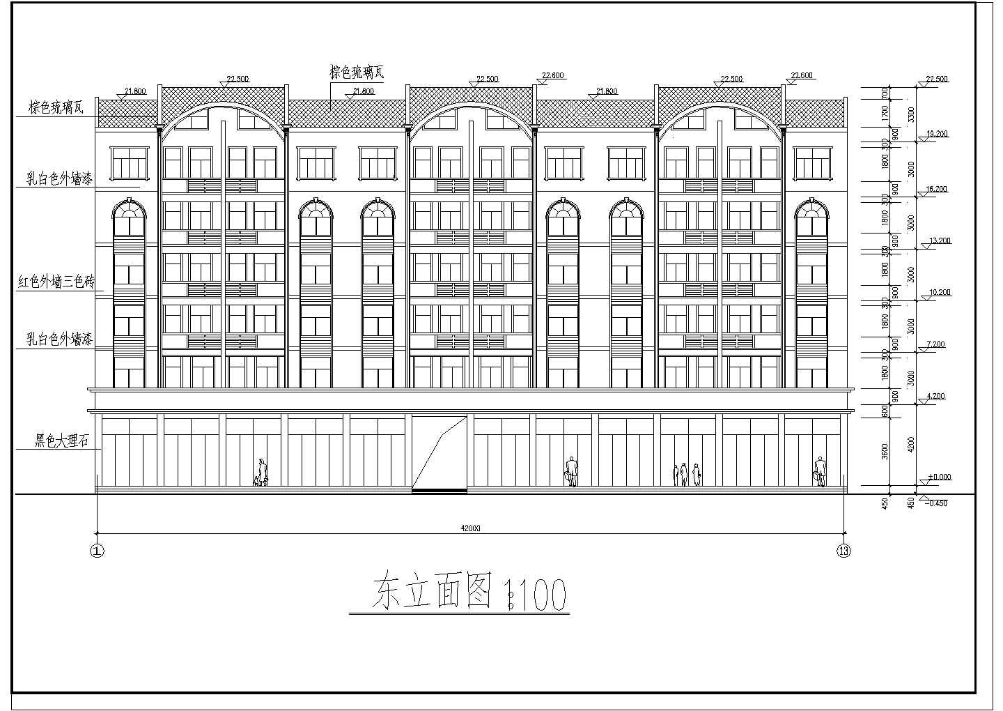 安徽3000平米底框六层商住楼建筑结构cad施工图