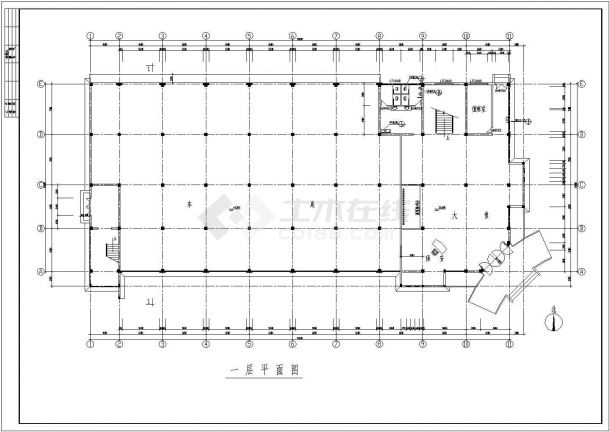 某3层框架食堂建筑、结构设计施工图纸-图一