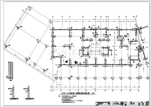 江苏住宅楼剪力墙结构详细施工cad图纸（底部加强部位）-图一