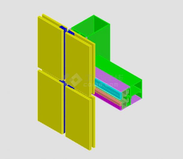 隐框幕墙三维节点幕墙结构cad设计图纸-图一