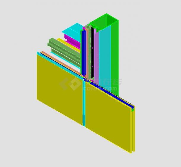隐框幕墙三维节点幕墙结构cad设计图纸-图二