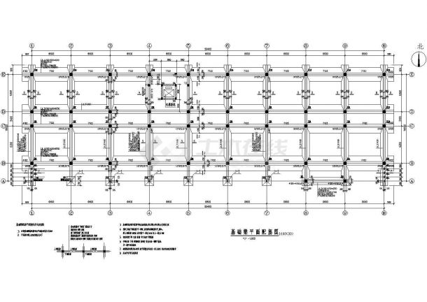 天津5层钢筋砼框架办公楼结构cad施工设计图（带雨棚）-图一