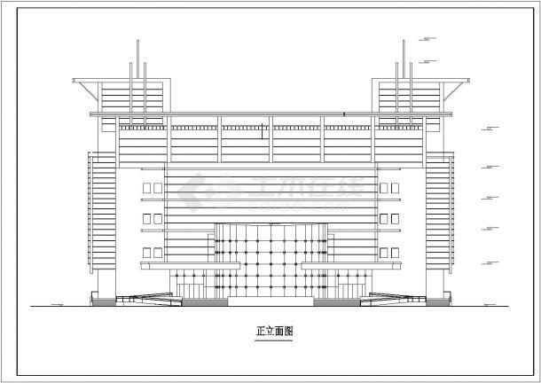 某市四层文化交流馆建筑CAD设计施工图（标注详细）-图一