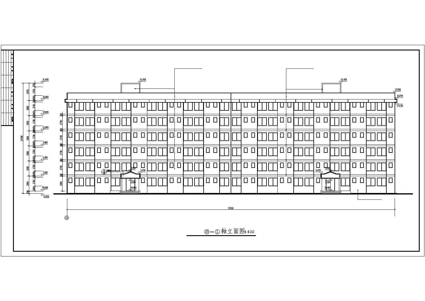 六层现代学生公寓楼建筑cad施工图_公寓楼平面图