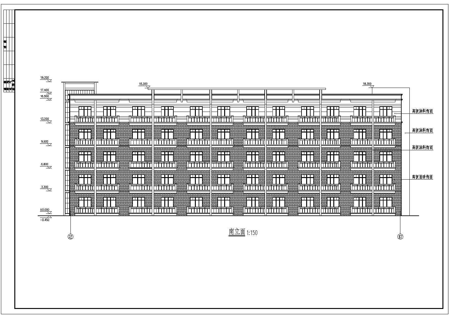 五层砖混职工宿舍楼建筑结构cad设计图纸