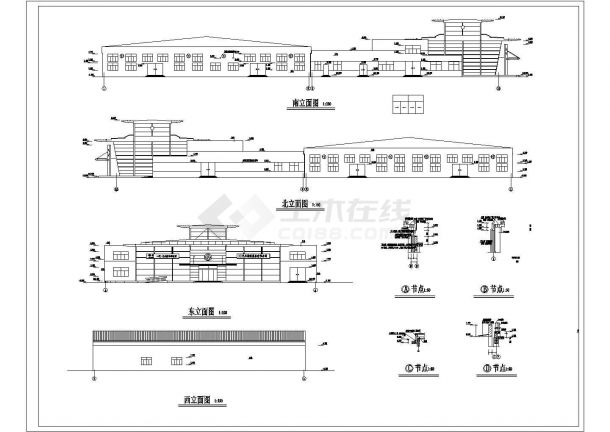 某上海大众4S店标准汽车展览展厅建筑CAD设计施工图-图一