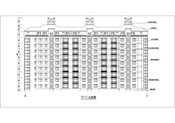 9层住宅楼户型平面设计cad设计施工图-图二