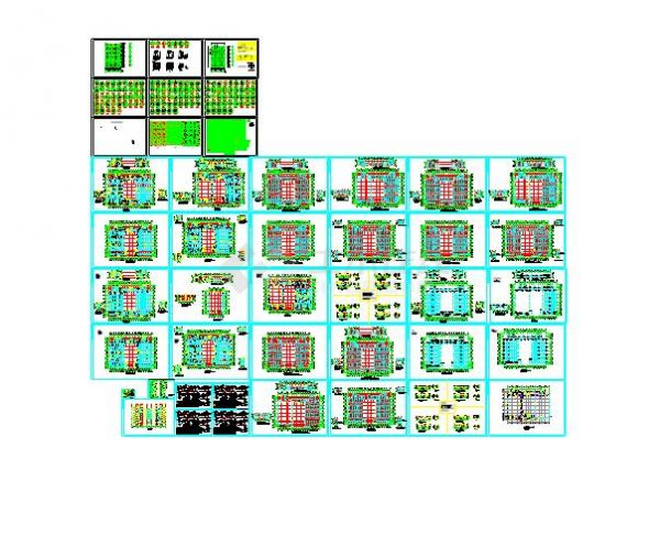 4层框架结构+网架结构体育馆全套建筑结构cad施工图-图一