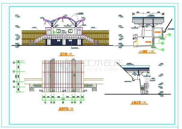 136.14㎡体育馆主席台建筑设计cad施工图-图一