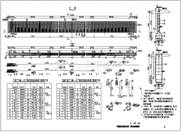 装配式预应力混凝土简支T梁上部构造通用图[跨径：40m，桥面宽度：整体式路基23.0m]-图一