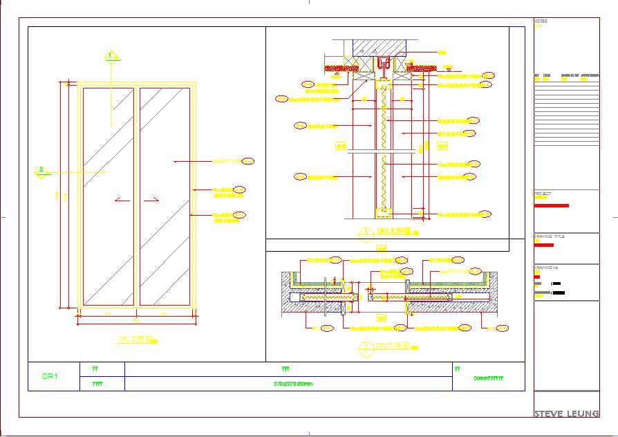 小户型一套厨房玻璃推拉门CAD详图