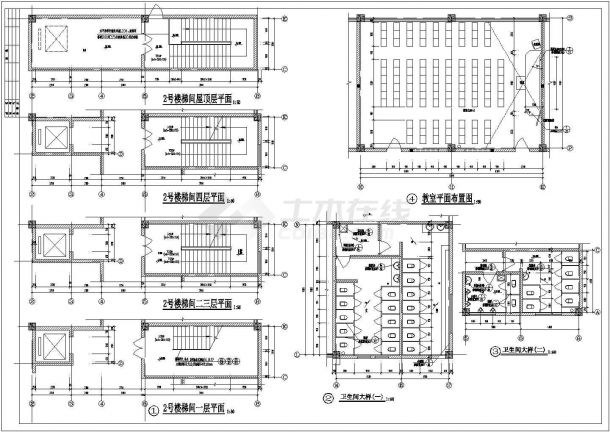 19.50米四层框架结构图书馆全套建筑设计cad施工图-图一