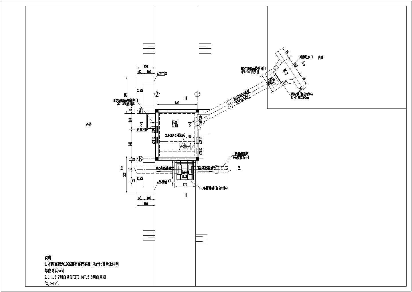 某农村灌排两用泵站CAD规划图