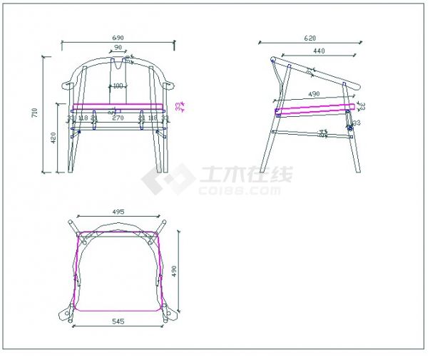 新中式圈椅深化图生产图三视图CAD附参考图-图一